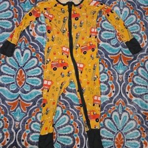 Little Sleepies Fire Pups Bodysuit Boys Size 12-18 Months See Damage To Leg Cuff